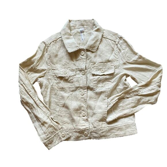 Lulu B Jackets & Blazers - Lulu B Womens/Teen Linen Jacket Size XS Cream/White color Distressed Summer
